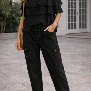 Lauren Ralph Lauren Black Capris Sz 12 and Lauren Ruffled Top Large
